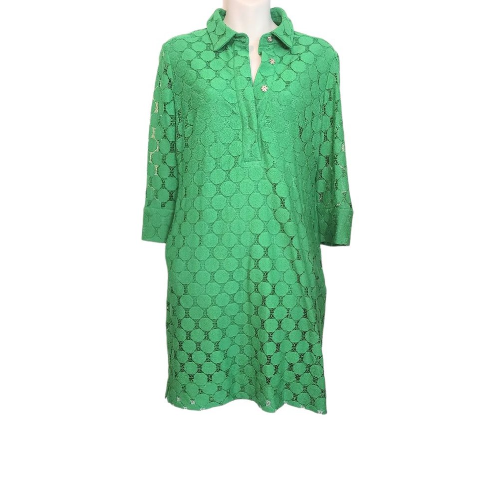 Vintage 60's Andre Oliver Green Circle Collared Dress